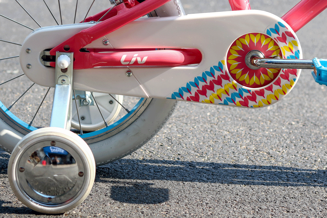 xe đạp 3 bánh trẻ em được thiết kế 2 bánh phụ phía sau được lắp ráp chắc chắn giúp cha mẹ an tâm khi con lái xe
